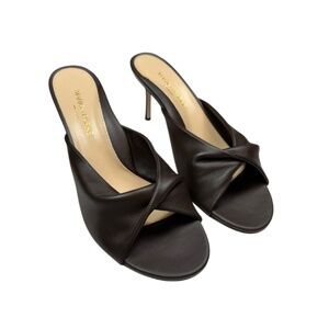 NIB Marion Parke Carrie 70 Slide Nappa Leather Heels, Coffee Brown, Size 38.5